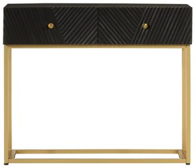 Τραπέζι Κονσόλα Μαύρο 90x30x76 εκ. από Μασίφ Ξύλο Μάνγκο/Σίδηρο - Μαύρο