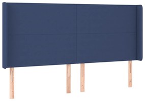 vidaXL Κρεβάτι Boxspring με Στρώμα &amp; LED Μπλε 160x200 εκ. Υφασμάτινο