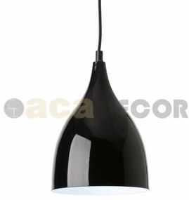 Φωτιστικό κρεμαστό καμπάνα μεταλλική λευκή μαύρη Φ17 KS174317 ACA-KS174317BK-Μαύρο KS174317BK