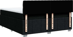 vidaXL Κρεβάτι Boxspring με Στρώμα Μαύρο 200x200 εκ. Υφασμάτινο