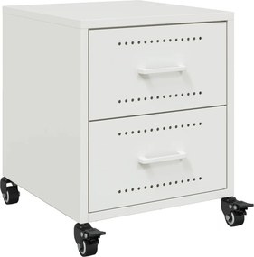 vidaXL Κομοδίνο Λευκό 36x39x43,5 εκ. από Χάλυβα