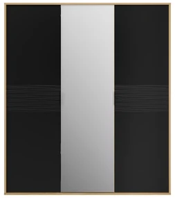 Insi Otello ντουλάπα με 3 πόρτες και καθρέφτη 192x60x220εκ. Helvezia Oak / Μαύρο 0181.GM63