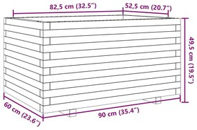 Ζαρντινιέρα Κήπου Λευκή 90x60x49,5 εκ. από Μασίφ Ξύλο Πεύκου - Λευκό