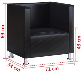 Πολυθρόνα Cube Μαύρη από Συνθετικό Δέρμα - Μαύρο