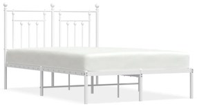 Πλαίσιο Κρεβατιού με Κεφαλάρι Λευκό 120 x 200εκ. Μέταλλο - Λευκό