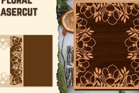 Intra απο ξύλο plywood  Χρώμα wenge 3mm-4mm πάχος - Κορνίζα Photo Floral Lasercut Δίασταση 20x25 cm INTRAFABR-80774392