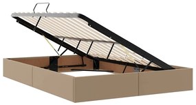 vidaXL Κρεβάτι με αποθηκευτικό χώρο και στρώμα 2 pcs Καπουτσίνο Δέρμα