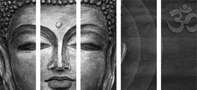 Εικόνα 5 τμημάτων προσώπου του Βούδα σε ασπρόμαυρο - 100x50