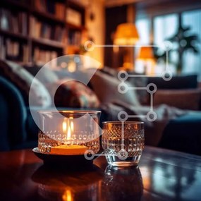 Intra Συλλεκτικό Ξύλινο Παζλ Plywood  4mm - Ζεστό και άνετο σαλόνι με κεριά και ποτήρι κρασιού Σε Ξύλινο Κουτί - Διαστάσεις Puzzle: 10x10 cm – 25 κομμάτια