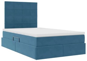 vidaXL Κρεβάτι με αποθηκευτικό χώρο και LED Σκούρο Μπλε 120 x 200 cm