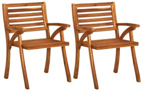 Καρέκλες Τραπεζαρίας Κήπου 2 τεμ Μασίφ Ξύλο Ακακίας &amp; Μαξιλάρια - Μπεζ-Γκρι