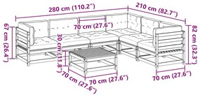 Καναπές Κήπου Σετ 7 τεμ Εμποτισμένο Ξύλο Πεύκου με Μαξιλάρια - Καφέ