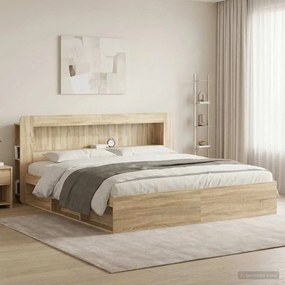 vidaXL Κρεβάτι με Κεφαλάρι Sonoma Δρυς Μηχανικά επεξεργασμένο ξύλο