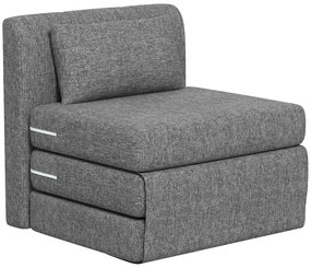 HOMCOM Πολυθρόνα-κρεβάτι, Στρώμα επισκέπτη, 3 πτυσσόμενο, συμπαγές, μεταλλικό πλαίσιο, 80x75x74 εκ., Γκρι