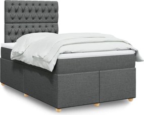 vidaXL Κρεβάτι Boxspring με Στρώμα Σκούρο Γκρι 120x200 εκ. Υφασμάτινο