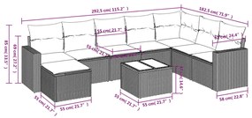 vidaXL Σαλόνι Κήπου Σετ 9 τεμ. Μπεζ Συνθετικό Ρατάν με Μαξιλάρια