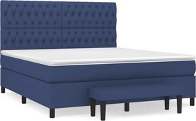 vidaXL Κρεβάτι Boxspring με Στρώμα Μπλε 180x200 εκ. Υφασμάτινο