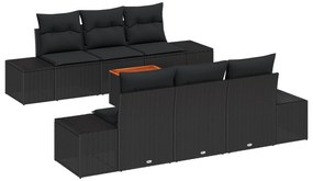 vidaXL Σετ Κήπου 7 τεμαχίων  με μαξιλάρια Μαύρο Συνθετικό Ρατάν Ακασία