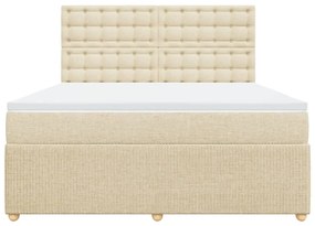 vidaXL Κρεβάτι Boxspring με Στρώμα Κρεμ 180x200 εκ. Υφασμάτινο