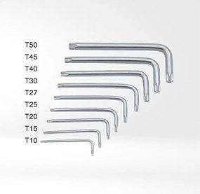Σετ 9 Κλειδιά Torx σε Σχήμα L με Μεγέθη Κεφαλής από T10 έως T50