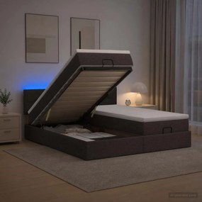 vidaXL Κρεβάτι Ottoman με Στρώμα και LED Σκούρο Καφέ 200 x 200 cm