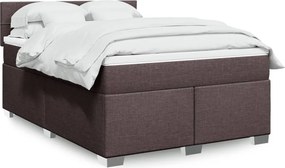 vidaXL Κρεβάτι Boxspring με Στρώμα Σκούρο Καφέ 140x200 εκ Υφασμάτινο