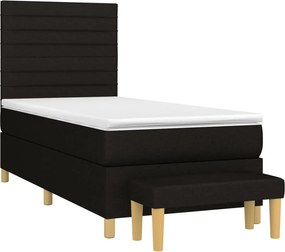 vidaXL Κρεβάτι Boxspring με Στρώμα Μαύρο 80 x 200 εκ. Υφασμάτινο