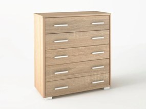 Intrahome Συρταριέρα με 5 συρτάρια σε χρώμα δρυς 80x45x90 Intrahomesa-00652628