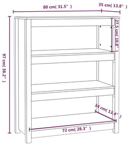 ΒΙΒΛΙΟΘΗΚΗ 80 X 35 X 97 ΕΚ. ΑΠΟ ΜΑΣΙΦ ΞΥΛΟ ΠΕΥΚΟΥ 821679