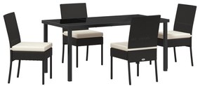 vidaXL Σετ Garden Dining 5 Τεμαχίων Μαύρο Πολυ Ρατάν