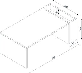 Τραπεζάκι σαλονιού View Megapap χρώμα λευκό 95x50x34εκ.