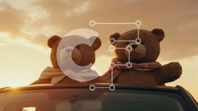 Intra Συλλεκτικό Ξύλινο Παζλ Plywood  4mm - Teddy Bears στη στέγη αυτοκινήτου στο ηλιοβασίλεμα Σε Ξύλινο Κουτί - Διαστάσεις Puzzle: 10x10 cm – 25 κομμάτια