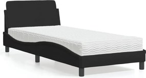 vidaXL Κρεβάτι με Στρώμα Dover Μαύρο 90x190 εκ.Υφασμάτινο