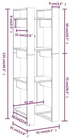 Βιβλιοθήκη/Διαχωριστικό Χώρου Λευκό 41x35x125 εκ. Μασίφ Πεύκο - Λευκό