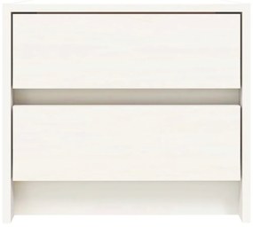 Κομοδίνα 2 τεμ. Λευκά 40 x 31 x 35,5 εκ. από Μασίφ Ξύλο Πεύκου - Λευκό