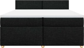 vidaXL Κρεβάτι Boxspring με Στρώμα Μαύρο 200x200 εκ. Υφασμάτινο