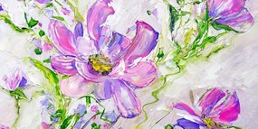 Εικόνα από μοντέρνα ζωγραφισμένα καλοκαιρινά λουλούδια - 100x50