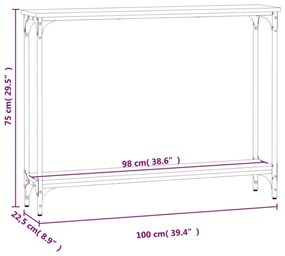 Τραπέζι Κονσόλα Μαύρο 100 x 22,5 x 75 εκ. από Επεξεργ. Ξύλο - Μαύρο