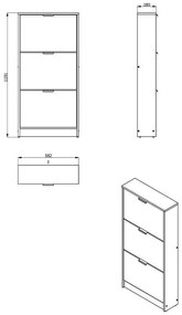 Παπουτσοθήκη Base 13 Γκρί Δρύς 58x18x119 εκ. 58x18x119 εκ.