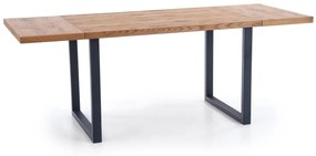 Τραπέζι Houston 725, Μαύρο, Ελαφριά δρυς, 76x80x126cm, 59 kg, Επιμήκυνση, Πλαστικοποιημένη μοριοσανίδα, Μέταλλο | Epipla1.gr