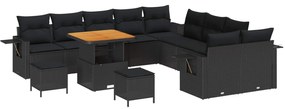 Σετ Καναπέ Κήπου 13 pcs Μαύρο συνθετικό ρατάν