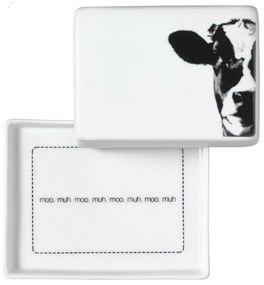 Βουτυριέρα Mοο LBTRD0008733 13,5x6x10,5cm White-Black Raeder Porcelain