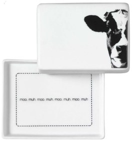 Βουτυριέρα Mοο LBTRD0008733 13,5x6x10,5cm White-Black Raeder Πορσελάνη