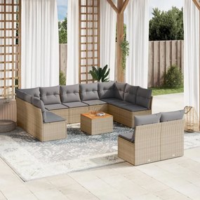 vidaXL Patio Sofa Set 11-θέσια Μίξη μπεζ και ανοιχτό γκρι