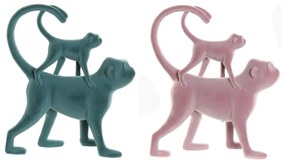 Διακοσμητική Φιγούρα DKD Home Decor Πράσινο Ροζ Τροπικό Μαϊμούδες 22,5 x 8 x 27,5 cm (x2)