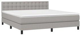 vidaXL Κρεβάτι Boxspring με Στρώμα &amp; LED Αν.Γκρι 160x200 εκ Υφασμάτινο