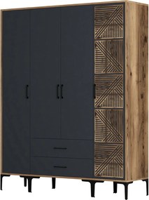 Τετραφυλλη Ντουλαπα Καρυδι/Ανθρακι SOLANO 47.5x120x201.4