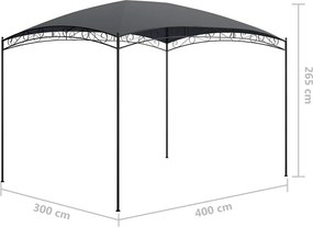vidaXL Κιόσκι Ανθρακί 3 x 4 x 2,65 μ. 180 γρ./μ²