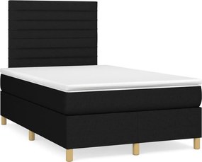 vidaXL Κρεβάτι Boxspring με Στρώμα Μαύρο 120x200 εκ. Υφασμάτινο