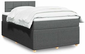 vidaXL Κρεβάτι Boxspring με Στρώμα Σκούρο Γκρι 120x200 εκ. Υφασμάτινο